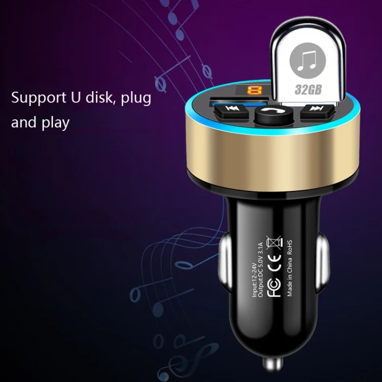 TBD0427014801A_4.webp Halo Car MP3 Bluetooth Player Car Charger Car FM Transmitter 3.1A Car Charger - Image 5