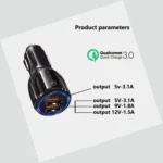 2 PCS QC3.0+3.1A Car Charger Dual USB 6A Halo Wine Bottle Fast Charge Car Charger - Image 7