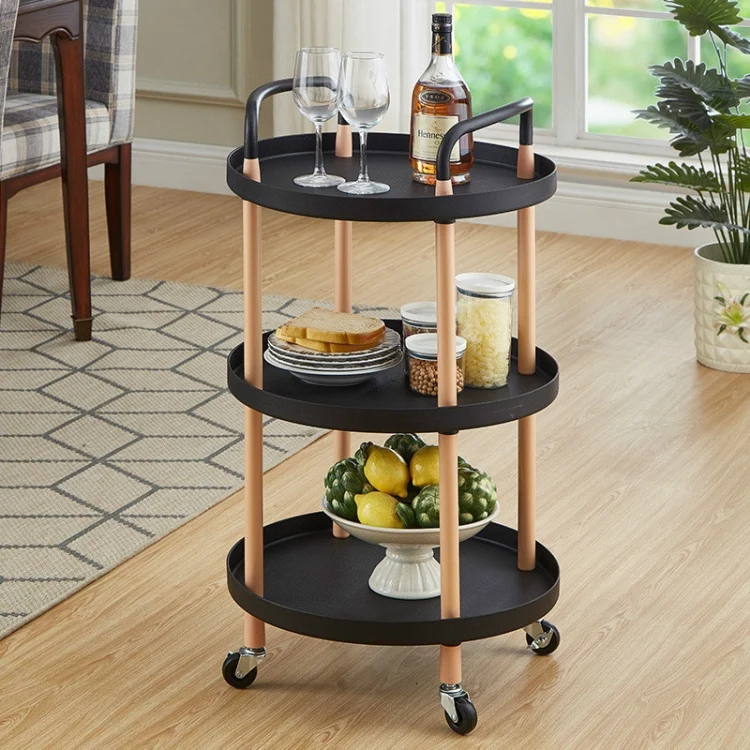 TBD0427040101A.webp Luxury Movable Trolley Simple Kitchen Living Room Storage Tea Set Rack - Image 1