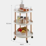 Luxury Movable Trolley Simple Kitchen Living Room Storage Tea Set Rack - Image 3