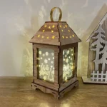 Wooden Christmas Decoration Wind Lantern LED Luminous Ornaments Portable Lantern Holiday Lights - Image 5