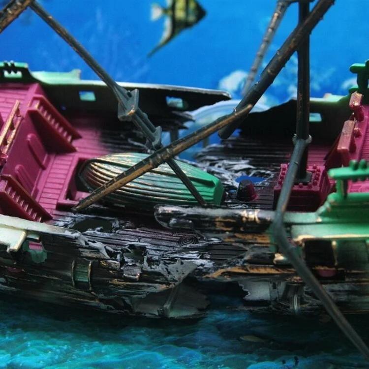 TBD04609888_4.webp Aquarium Fish Tank Aquarium Landscaping Decoration Oxygen-enhancing Toy Rotten Shipwreck - Image 5
