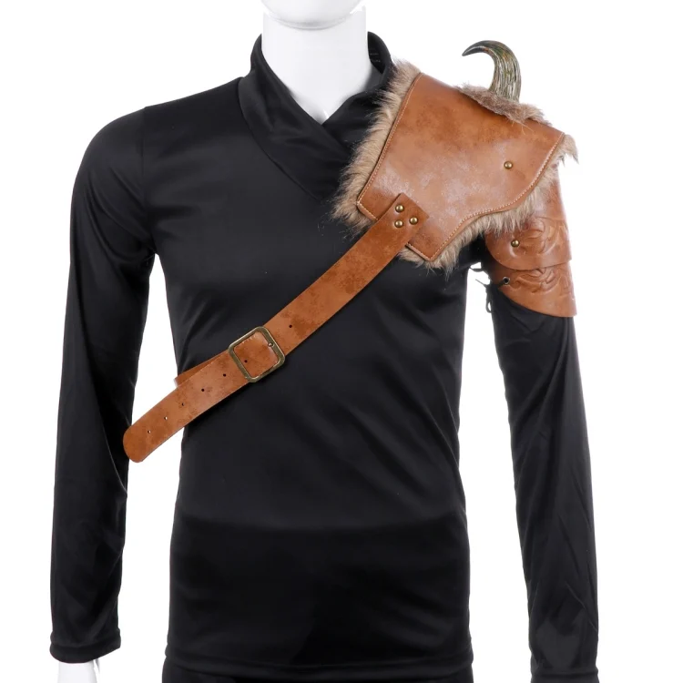 Halloween Carnival PU Leather Adult Men Medieval Viking Armor Shoulder Armor
