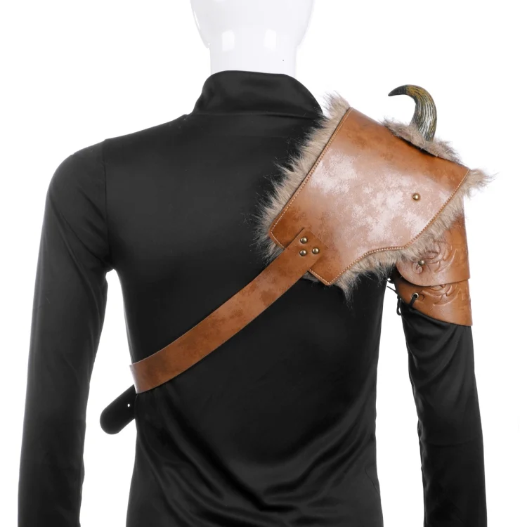 TBD0462936101A_1.webp Halloween Carnival PU Leather Adult Men Medieval Viking Armor Shoulder Armor - Image 2
