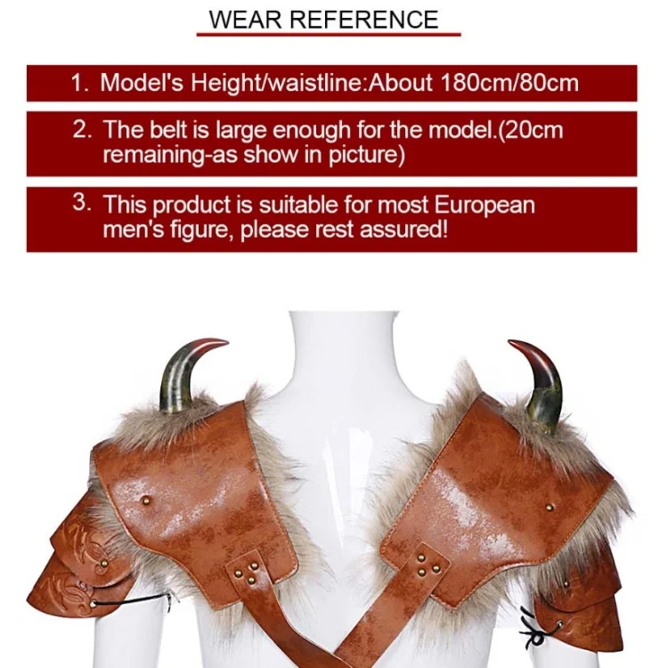 TBD0462936101A_2.webp Halloween Carnival PU Leather Adult Men Medieval Viking Armor Shoulder Armor - Image 3