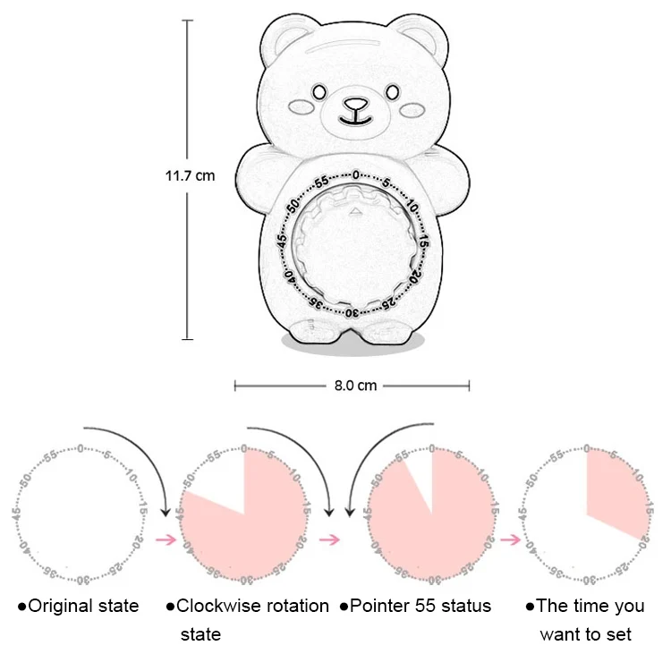 TBD0462936301A_2.webp Cartoon Bear Timer Kitchen Gadget Mechanical Timer - Image 3