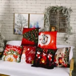 Christmas Ornaments Flannel Pillowcase Cartoon Printing Square Pillowcase Without Pillow Core - Image 2