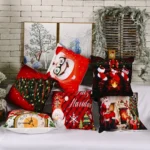 Christmas Ornaments Flannel Pillowcase Cartoon Printing Square Pillowcase Without Pillow Core - Image 3