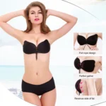 Women Self-Adhesive Strapless Bandage Blackless Solid Bra Silicone underwear Invisible Bra - Image 7