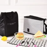 Black White Stripes Portable Thermal Lunch Bags for Women Kids Men Food Picnic Cooler Box Insulated Tote Bag Storage Container - Image 6