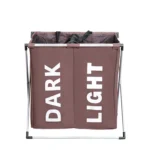 Two Grid Oxford Cloth Laundry Basket Dirty Clothes Waterproof Storage Bag Foldable Basket Bathroom Hamper