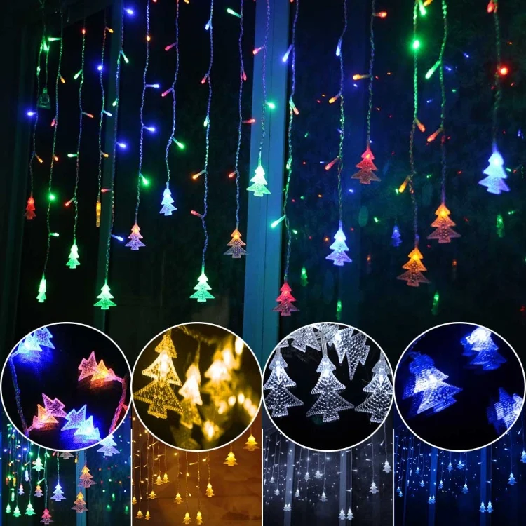 TBD048496901A_5.webp 3.5M 96 Leds Curtain Christmas Tree Icicle String Lights Fairy Lights Christmas New Year Lights Wedding Party Decoration - Image 6