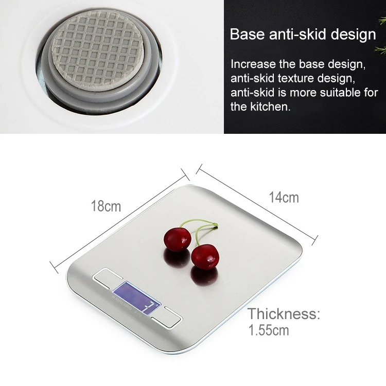 TBD048913002B_2.webp BOH-2012 Digital Multi-function Stainless Steel Food Kitchen Scale with LCD Display, Specification: 10kg/1g - Image 3