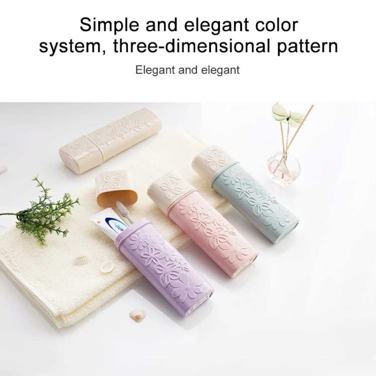 TBD049125901A_4.webp Portable Flower Carved Toothbrush Holder Outdoor Toothrush Cap Case Toothpaste Storage Box Wash Cup - Image 5