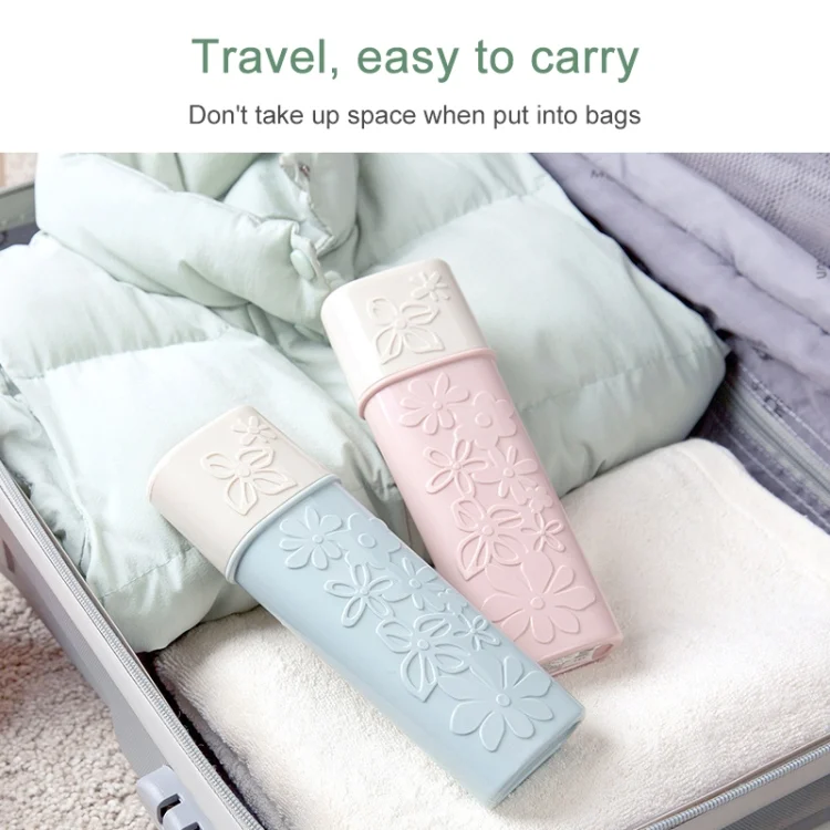 TBD049125901A_6.webp Portable Flower Carved Toothbrush Holder Outdoor Toothrush Cap Case Toothpaste Storage Box Wash Cup - Image 7