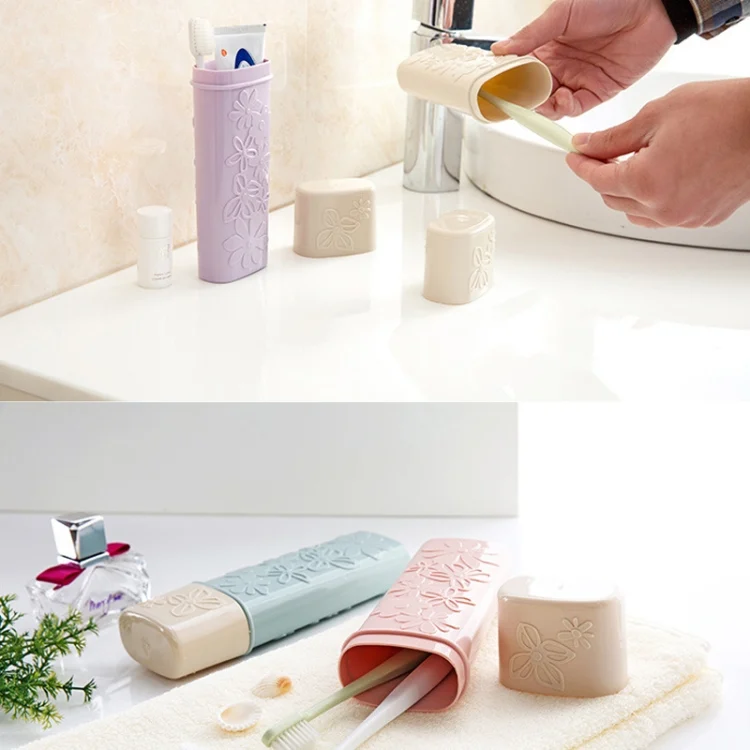 TBD049125901A_7.webp Portable Flower Carved Toothbrush Holder Outdoor Toothrush Cap Case Toothpaste Storage Box Wash Cup - Image 8