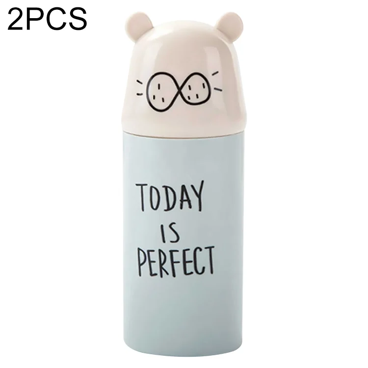 2 PCS Cartoon Protable Travel Home Bathroom Toothbrush Case Storage Box Mouth Cup