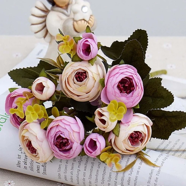 TBD049175201B_3.webp 1 Bundle Retro Tea Roses Bride Bouquet Artificial Flowers - Image 4