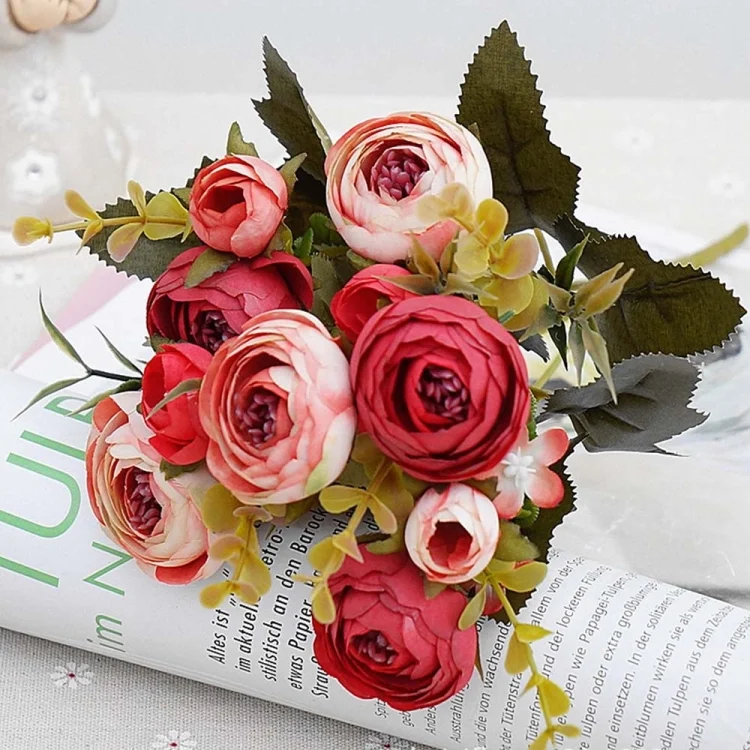 TBD049175201B_4.webp 1 Bundle Retro Tea Roses Bride Bouquet Artificial Flowers - Image 5