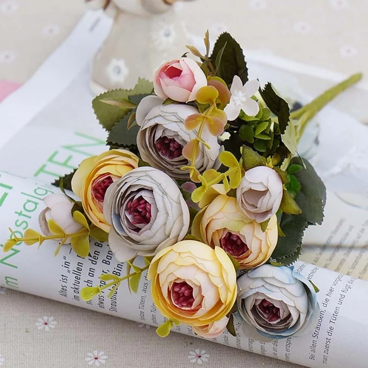 TBD049175201B_5.webp 1 Bundle Retro Tea Roses Bride Bouquet Artificial Flowers - Image 6
