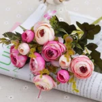 1 Bundle Retro Tea Roses Bride Bouquet Artificial Flowers - Image 7