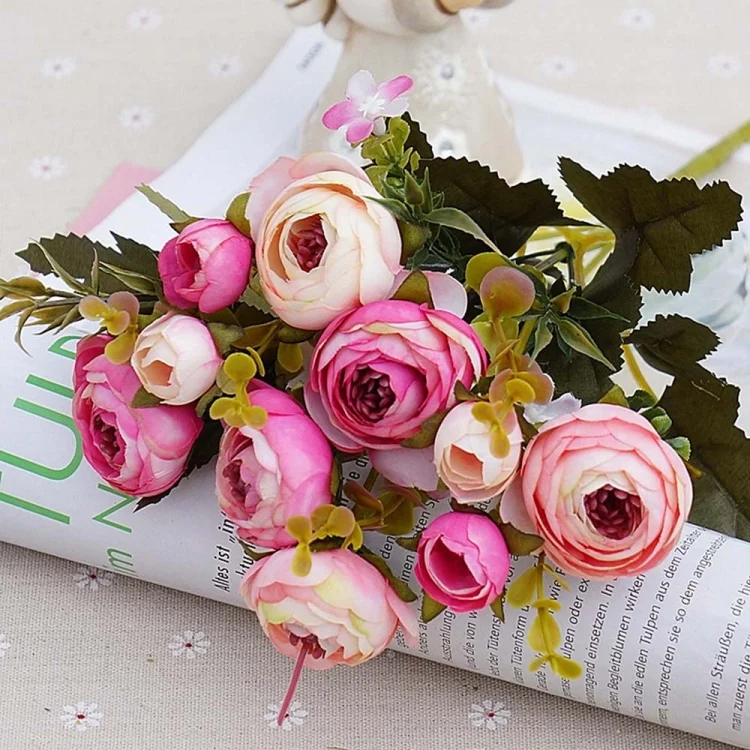 TBD049175201B_6.webp 1 Bundle Retro Tea Roses Bride Bouquet Artificial Flowers - Image 7