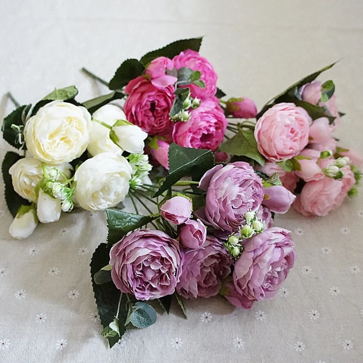 TBD049176001A_2.webp 5 PCS Artificial Rose Flowers Small Bouquet Flores Home Party Wedding Fake Flower Decoration - Image 3
