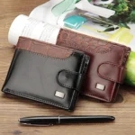 Men Vintage Leather Hasp Short Coin Pocket Purse Card Holder Wallets - Image 6