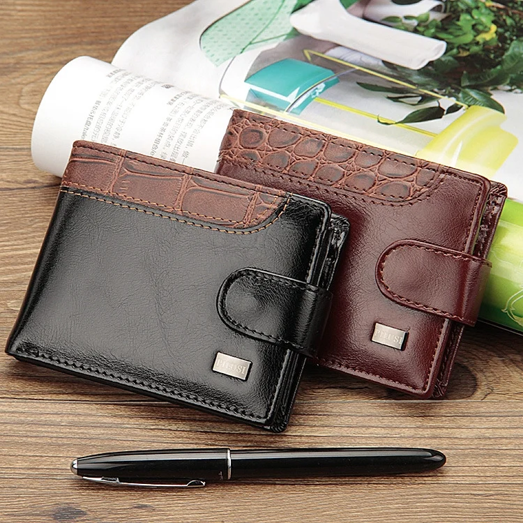 TBD049332301A_5.webp Men Vintage Leather Hasp Short Coin Pocket Purse Card Holder Wallets - Image 6