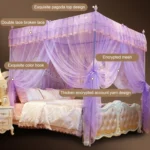 Palace Style Encryption Floor-standing Stainless Steel Three-door Mosquito Net - Image 3