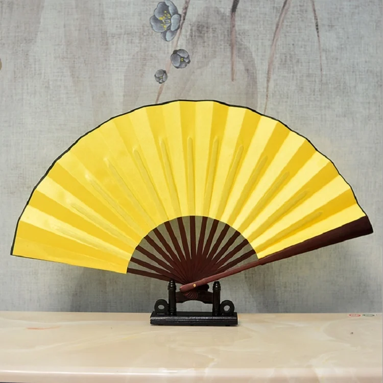 TBD050100201A.webp Pure Color Blank Silk Cloth Folding Fan Chinese Style Calligraphy Painting Fan - Image 1
