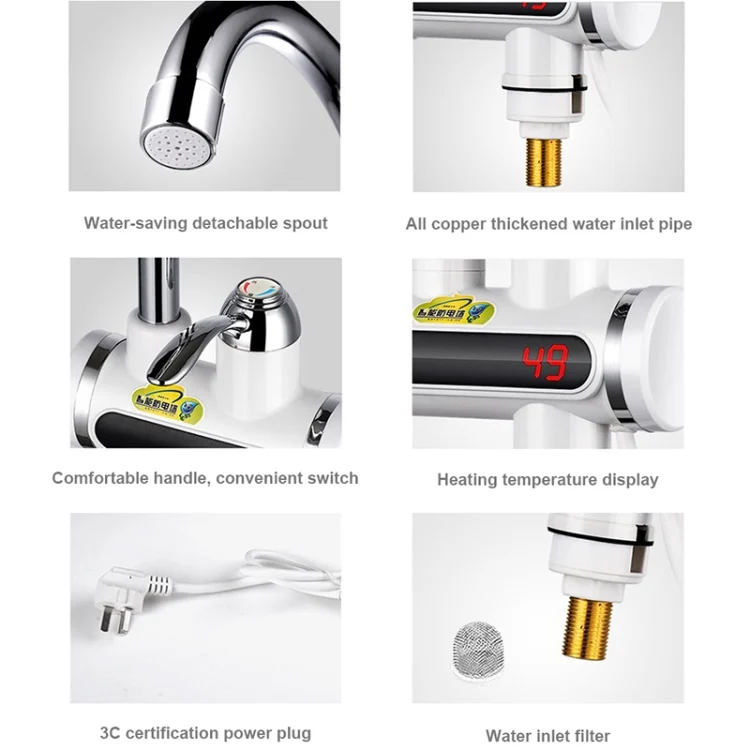 TBD050160801A_8.webp 220V Kitchen Tankless Water Heater Instant Electric Faucet Electric Heater Tap with Temperature Display - Image 9