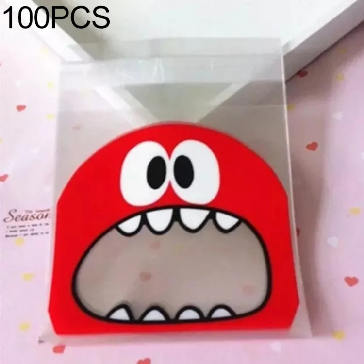 TBD050235001A.webp 100 PCS Cute Big Teech Mouth Monster Plastic Bag Wedding Birthday Cookie Candy Gift OPP Packaging Bags - Image 1