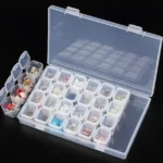 28 Slots Manicure Tool Storage Box Dustproof Independent Compartment Mini Drill Box Jewelry Box PP Pill Box - Image 3