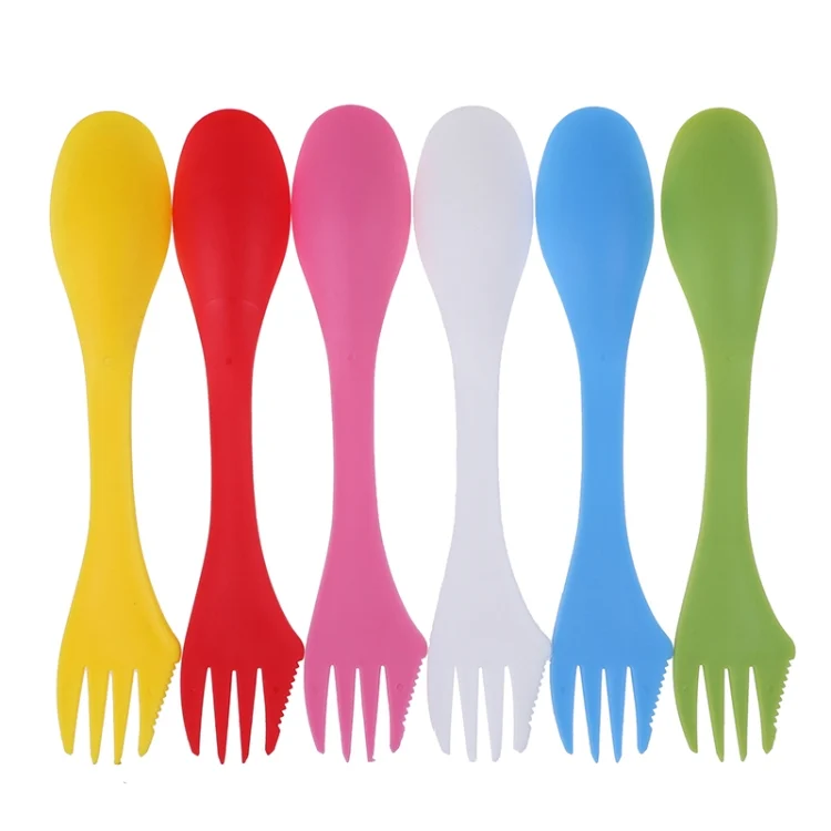 2 Set 3 In 1 Outdoor Camp Tableware Heat Resistant Spoon Fork Knife Camping Hiking Utensils (6pcs=1set)