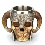 Stainless Steel Skull Mug Ram Horned Warrior Beer Coffee Mug Tea Cup Halloween Bar Drinkware Gift - Image 2