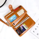 Multifunction Zipper Women Leather Wallet Long Trifold Coin Purse Card Holder Clutch - Image 7