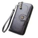 Vintage Button Phone Purses Women Wallets Female Purse Leather Brand Retro Ladies Long Zipper Woman Wallet Card Clutch