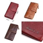 KAVIS Genuine Leather Women Wallet Long Clutch Zipper Coin Purse - Image 8