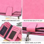 Women Vintage Fashion Short Leather Zipper Wallet Coin Pocket - Image 5