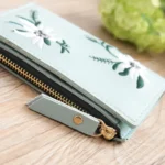 Embroidery Short Wallet PU Leather Wallets Female Floral Hasp Coin Purse Zipper Bag Card Holders - Image 5