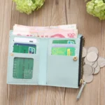 Embroidery Short Wallet PU Leather Wallets Female Floral Hasp Coin Purse Zipper Bag Card Holders - Image 7