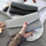 Simple Zipper Purses Long Section Clutch Wallet Soft PU Leather Money Bag - Image 4