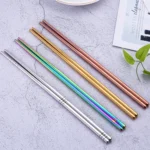 1 Pair Stainless Steel Tableware Colorful Reusable Metal Chopsticks Dishware, Length:23cm - Image 3