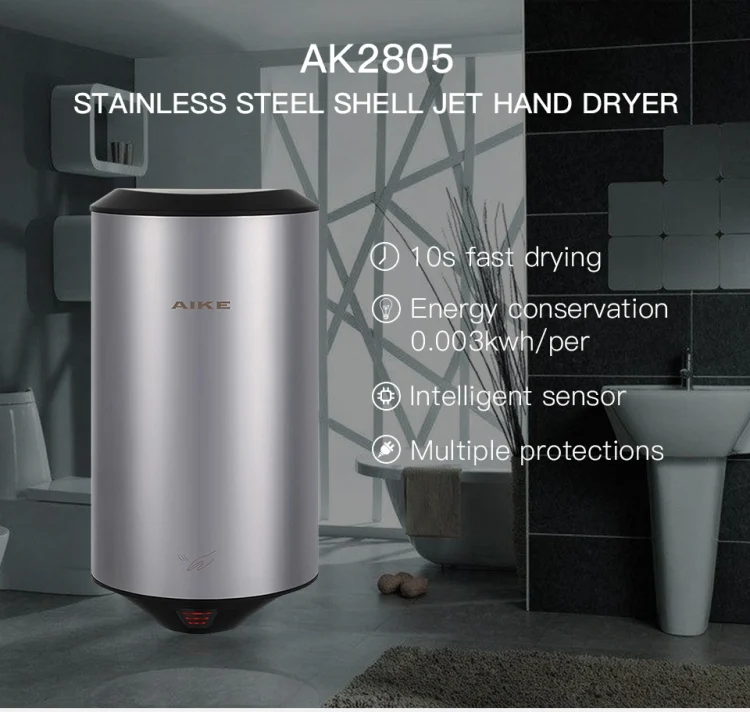 TBD051370601A_1.webp 304 Stainless Steel Automatic SensorJet Hand Dryer High Speed Airflow for Home Hotel Airport Hands Drying Machine - Image 2