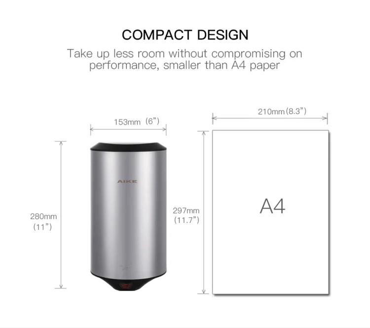 TBD051370601A_7.webp 304 Stainless Steel Automatic SensorJet Hand Dryer High Speed Airflow for Home Hotel Airport Hands Drying Machine - Image 8