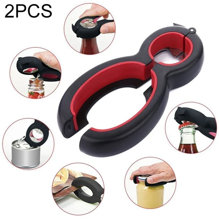 TBD051563301A.webp 2 PCS 6 in 1 Multi-Function Twist Bottle Opener All in One Jar Gripper Wine Beer Lid Twist Off Jar Opener Claw - Image 1