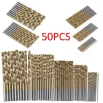 50 PCS/Set Titanium Coated Drill Bits High Speed Steel Drill Bit Set Power Drilling Tools - Image 2