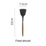 Silicone Wood Handle Spatula Heat-resistant Soup Spoon Non-stick Special Cooking Shovel Kitchen Tools - Image 2