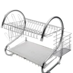 2 Tiers Kitchen Dish Drying Rack Drainer Dryer Tray Cultery Holder - Image 2